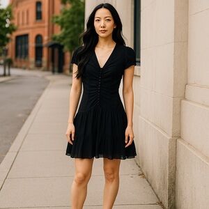 Twenty8twelve London By Sienna Miller 100% Wool Lightweight Ruffle Mini‎ Dress 4